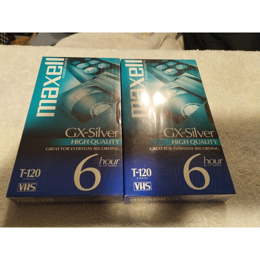 VHS Blank Tape Maxell Premium Grade T-120  6 Hour Brand New SEALED QTY-2